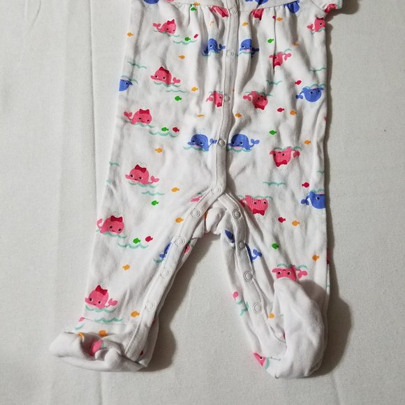 Gymboree Outlet Bubbly Whale 0-3 month Used Footed one piece - Picture 3 of 3